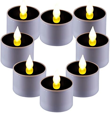 HQZOOMEE 8 Pacote de pacote de chá solar recarregável Velas, velas de tealight à prova d'água ao ar livre LEDs lideradas