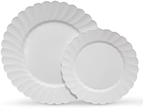 Placas brancas redondas de plástico duro premium - 100 x 6 ” - laváveis ​​e reutilizáveis ​​- suprimentos de festa para aniversários,