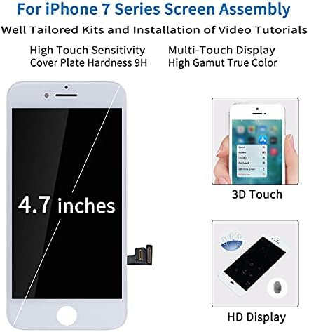Para iPhone 7, kit de substituição de tela Branco, Foobong 3D Touch Screen Reparação do iPhone 7 Digitalizador Conjunto de quadros com ferramentas completas de reparo+protetor de tela