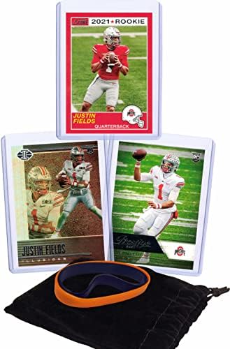 Justin Fields Cartões de novatos variados 3 Pacote de presentes de cartas - Cartões de negociação de futebol de Chicago Bears
