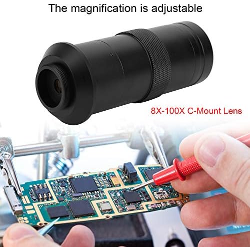 C Lente de montagem, ampliação de zoom de 25 mm Câmera de microscópio industrial CCD, com campo de visão de 2,4