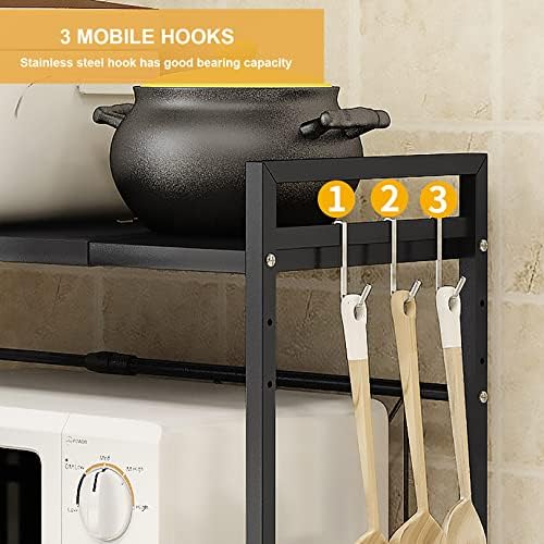 Microondas Torraca de torradeira de forno de microondas Plataforma de cozinha de aço carbono bancada Black Storage Shelf - Expandível