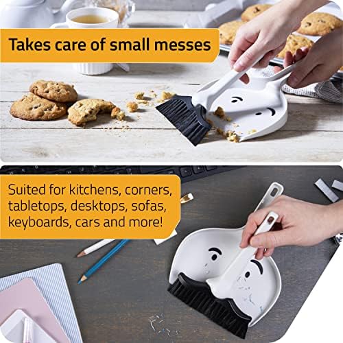 PELEG Design Dustache Small Dustpan e conjunto de escovas | Mini Dustpan e Mini Mandt Whisk Broom Broom Conjunto