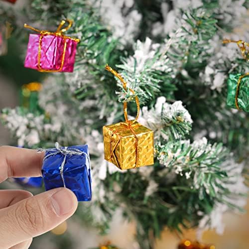 24pcs Árvore de Natal Pequenas caixas de presente Ornamentos variados pingentes de coloração Pingentes de papel alumínio