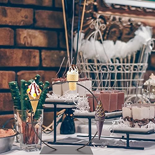 PretyZoom Cupcake Toppers Ice Cream Cone Stand 6 buracos Crepe cupcakes cupcakes Sushi Rolls de mão Sobesista Stand para Waffle Sushi Apertizadores Black Cupcake Black Display Stand Stand Stand Stand Stand