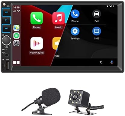 Double Din Car Stéreo Compatível com estéreo CarPlay/Android Auto de 7 polegadas de tela sensível