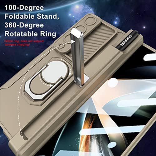 DooToo para Samsung Galaxy Z Fold 4 Case Magnética Proteção pesada com proteção São de caneta S Proteção do Kickstand & Hinge, tampa da câmera deslizante, protetor de tela frontal estojo de corpo inteiro