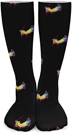 WeedKeycatcat colorido pavão manto camarão meias grossas novidades impressão engraçada gráfica casual casual meias de tubo médio para