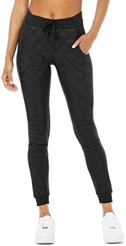 ALO YOGA Mulheres Airbrush Airbrush High Bailt Moto Puffer Pant