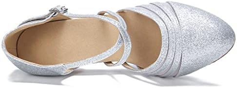 Sapatos de dança do salão de baile feminino para salsa para iniciantes sociais Sapatos de dança de dedo fechada de 2,5 polegadas S12