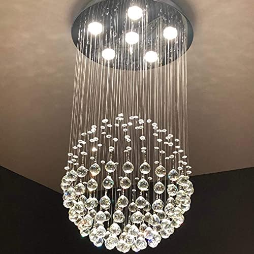 Sefinn Four K9 Crystal Candelier, Luz de teto de gambro de montagem robosa, lâmpada moderna de 6 luzes para quarto, sala de estar,