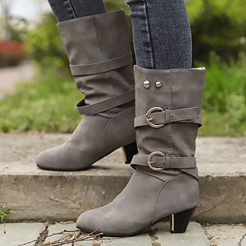 Botas de cunha para mulheres saltos redondos vintage mais dedo mid feminino cowboy boots sapatos de veludo boots femininos barcos de