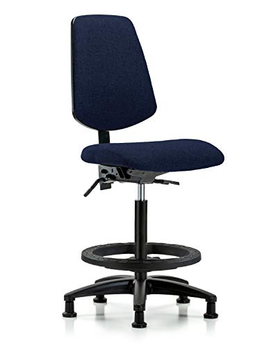 Labtech Seating LT41764 Tecido Alta Cadeira de Banco Média Base de Nylon, inclinação, anel de pé preto, desliza, azul