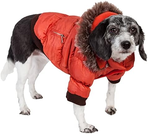 Pet Life Ski Parka, laranja, médio