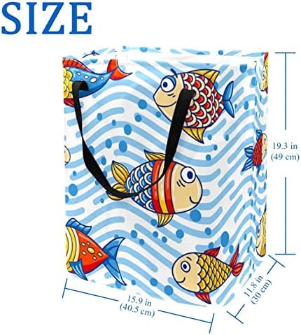 Oceano Mar de peixe subaquático Padrão de peixe estampado cesto de lavanderia dobrável, cestas de lavanderia à prova d'água 60l