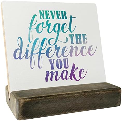 Obrigado presente de placa de madeira, nunca esqueça a diferença que você faz, placa com suporte de madeira, presente de placa significativo