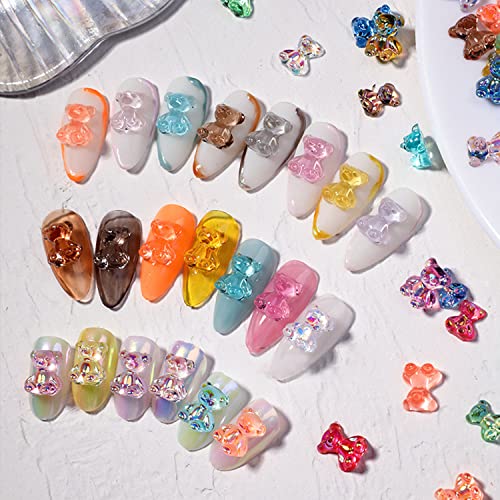 Decorações de arte de unhas de urso, 3D misturados Flocos coloridos de obras de unhas de unhas, resina de urso fofo stromestone