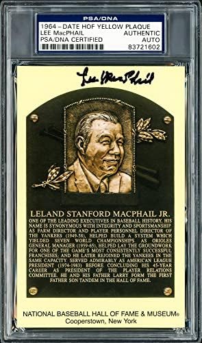 Lee Macphail autografou o Hall of Fame HOF PLAQUE PRONTAÇÃO PRESIDENTE MLB ASSINADO NO PSA/DNA BLACK 211263 - MLB