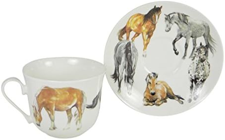 Roy Kirkham My Horse Breakfast Teacup e Slos Set Set Fine Bone China