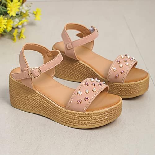 Ladies Wedge Beads Sandals Wedge Heel Platform Moda Button Casual Strap Sandals Neon Flats Sapatos femininos