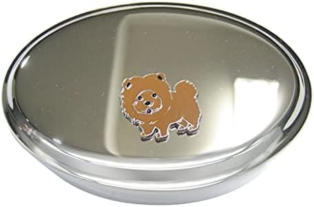 Brown Toned Chow Chow Dog Oval Tinket Jewelry Box