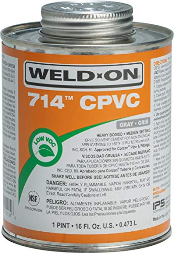 WELD-ON 10134 714 CPVC CUMPO DE CORPO PESADO DE CORPO PESADO-Cimento de solvente-Definição média e baixa, cinza, 1 litro