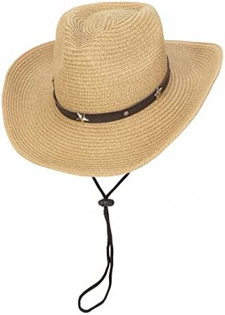 Chapéu de cowgirl de palha de cowboy para homens mulheres larga sol chapéu ocidental com barbante