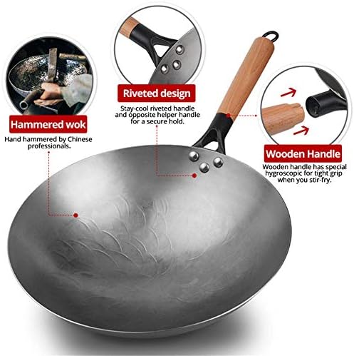 Made Made Wok sem fumando panelas sem revestimento frigideira frigideira não-chinesa chinês wok maconha de cozinha frigideira-30cm