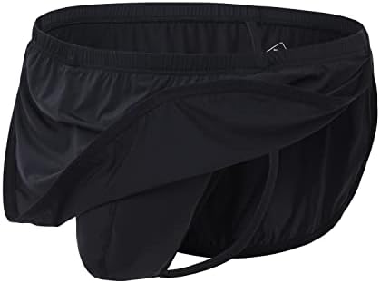 Shorts boxer masculinos de zonbailon construídos em bolsa tanga g string sexy lateral dividido executando shorts ativos