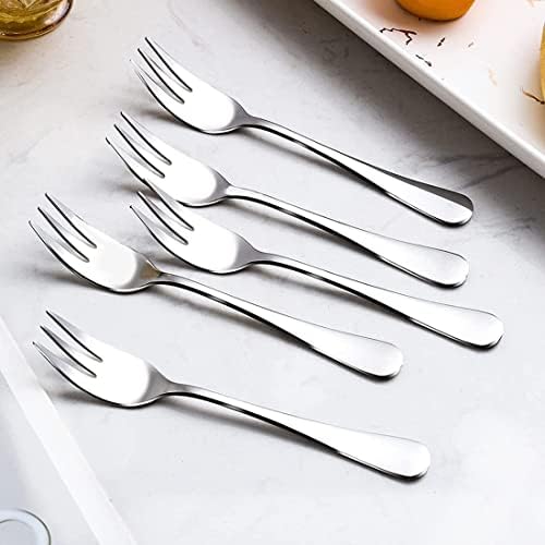 Forks de sobremesa de Frattina 12, 5,5 polegadas, garfos de aço inoxidável, garfos pequenos do aperitivo, saladas de frutas