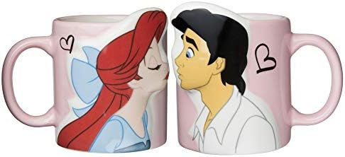Disney Little Mermaid San2473 Ariel e Prince Eric Kiss Par de caneca, 10,1 fl oz
