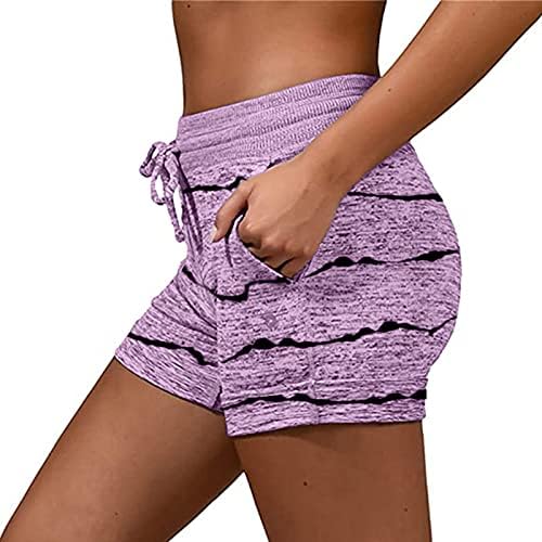 GAXDETDE com bolsos Pontas imprimem shorts casuais curtos curtos calças femininas de calça feminina para mulheres