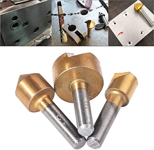 Hohxen 5pcs Titanium chanking balctersink drill bit Bit Set - 3/8 1/2 3/4 - 10mm 12mm 19mm para Wood Metal Metal Refiro de broca de mudança rápida Conjunto de brocas