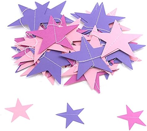 MY MOLONEY STAR Bunting Garland Pink e Purple Twinkle Star Hanging Garland Birthday Party Decorações Glitter Stars Paper Party Banner,