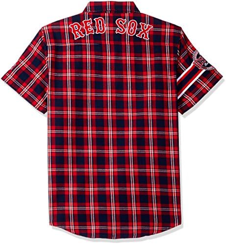 KLEW MLB Boston Red Sox Wordmark Flanela Button-up Button-up