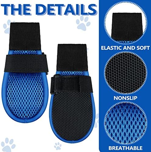 12 peças Summer Botas de cão respirável de verão PAW Protetor de solas não deslizantes botas de cachorro para cães grandes sapatos para cães para piso de madeira, gramados, calçada quente, preto, azul, vermelho