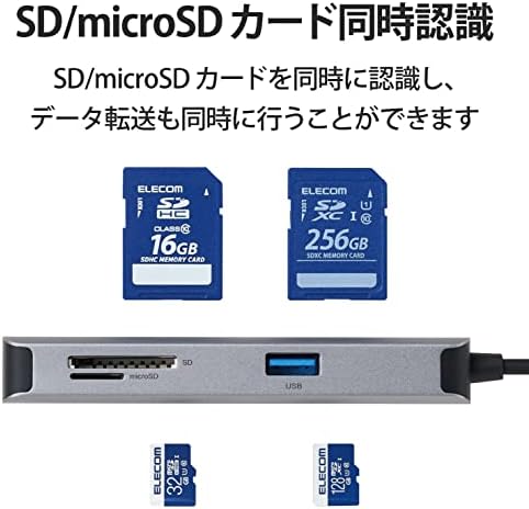 Elecom DST-C16SV/EC USB TIPO C Hub, estação de acoplamento, 5 em 1, porta HDMI, compatível com 4K, portas USB 3.0 x 2,