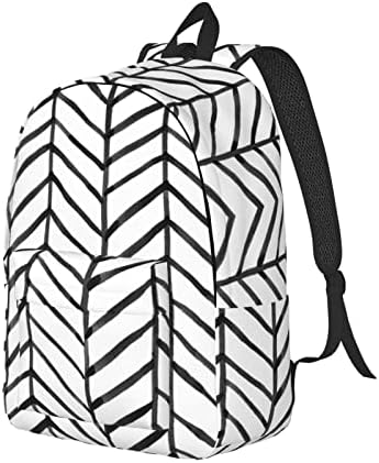 Moliae Backpack de listras pretas e brancas Pinrt Canvas para homens Mulheres, mochila laptop, mochila durável, mochila ao ar