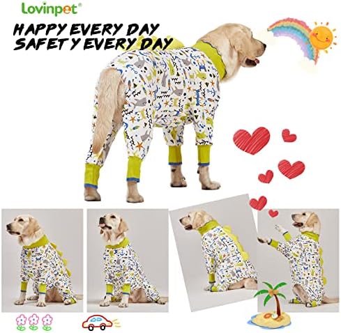Lovinpet Big Dogs PJS, pijama de cachorro grande, camisa de ansiedade anti -lambida de animais de estimação, macacão de recuperação