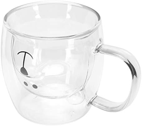 250 ml de vidro em forma de urso dupla camada de chá de chá de café xícara de leite com maçaneta presente de aniversário