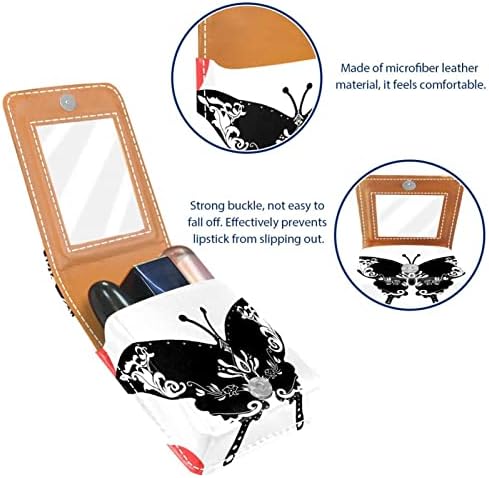 Caixa de batom de Oryuekan com espelho bolsa de maquiagem portátil fofa bolsa cosmética, borboleta artística de animal