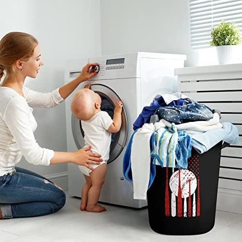 USA FLAND BANDOBALL BASEBOL RAPAÇÃO Cesta de lavanderia dobrável Lavanderia Saco de armazenamento de lavanderia com alças