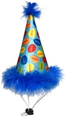 H&K Pet Party Hat | Hora da festa azul | Chapéu de aniversário para cães e gatos | Cinta ajustável para conforto e estabilidade | Perfeito para festa de aniversário, celebração de adoção ou fotos do dia do Gotcha