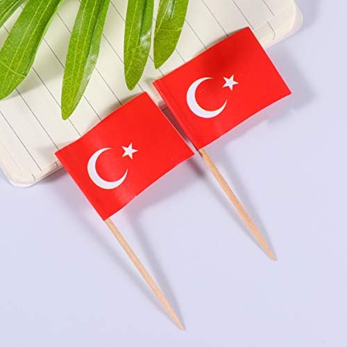 Sewroro Turquia bandeira de dente turco bandeiras 100pcs pequenos mini cupcakes de cupcakes de cupcakes de cupcakes turcos