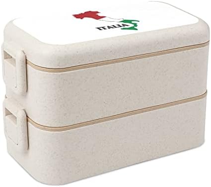 Itália mapa de bandeira mapa duplo empilhável bento lancheira recipiente de almoço reutilizável com utensílios para jantar escolar de piquenique de trabalho