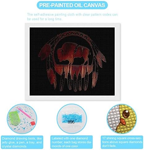 Bison Buffalo nativo americano quadrado diamante pintura kits de imagem completa arte para decoração de parede em casa 12 × 16/16