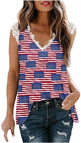 Womens American Flag Tank 4 de julho T camisetas patrióticas camisas sem mangas