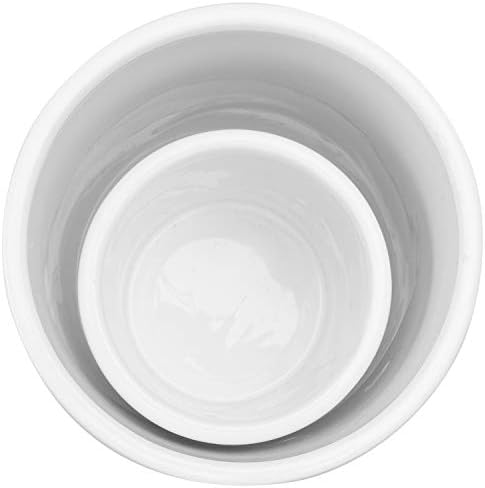 Mygift White Ceramic Kitchen Crock Conjunto - Lata de utensílio de cozinha grande e pequena e pequena Conjunto de presentes de 2 peças