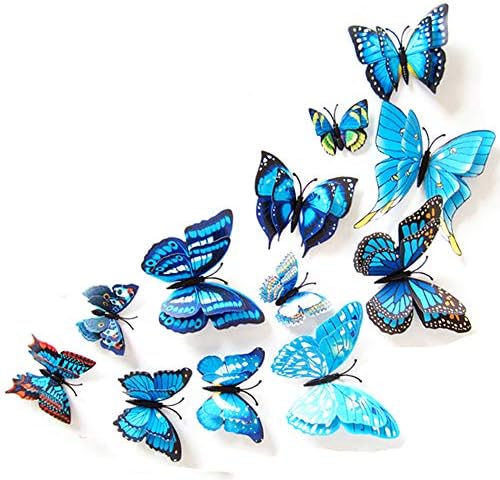 FOVSHNG 24pcs 3d decoração de parede de borboleta decalques de borboletas adesivos de borboleta removíveis para meninas garotas quarto e quarto decoração mural asas duplas coloridas