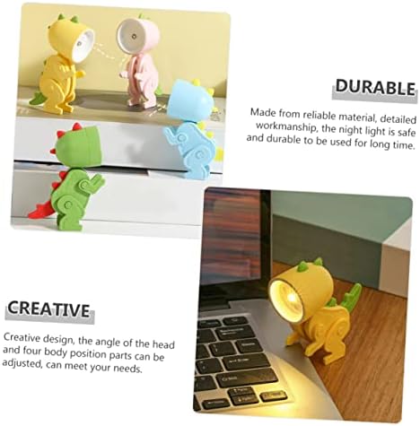 OSaladi Animal Christmas Ornamento de enfermagem Cartoon Battery Lamp Table adorável amamentação para o dinossauro de cabeceira leve de aniversário Led Night Night Desktop Amarelo quarto dobrável quarto mini sem crianças gfits